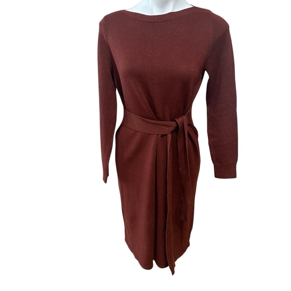 Banana Republic Factory Knit Midi Dress in Deep Brown
